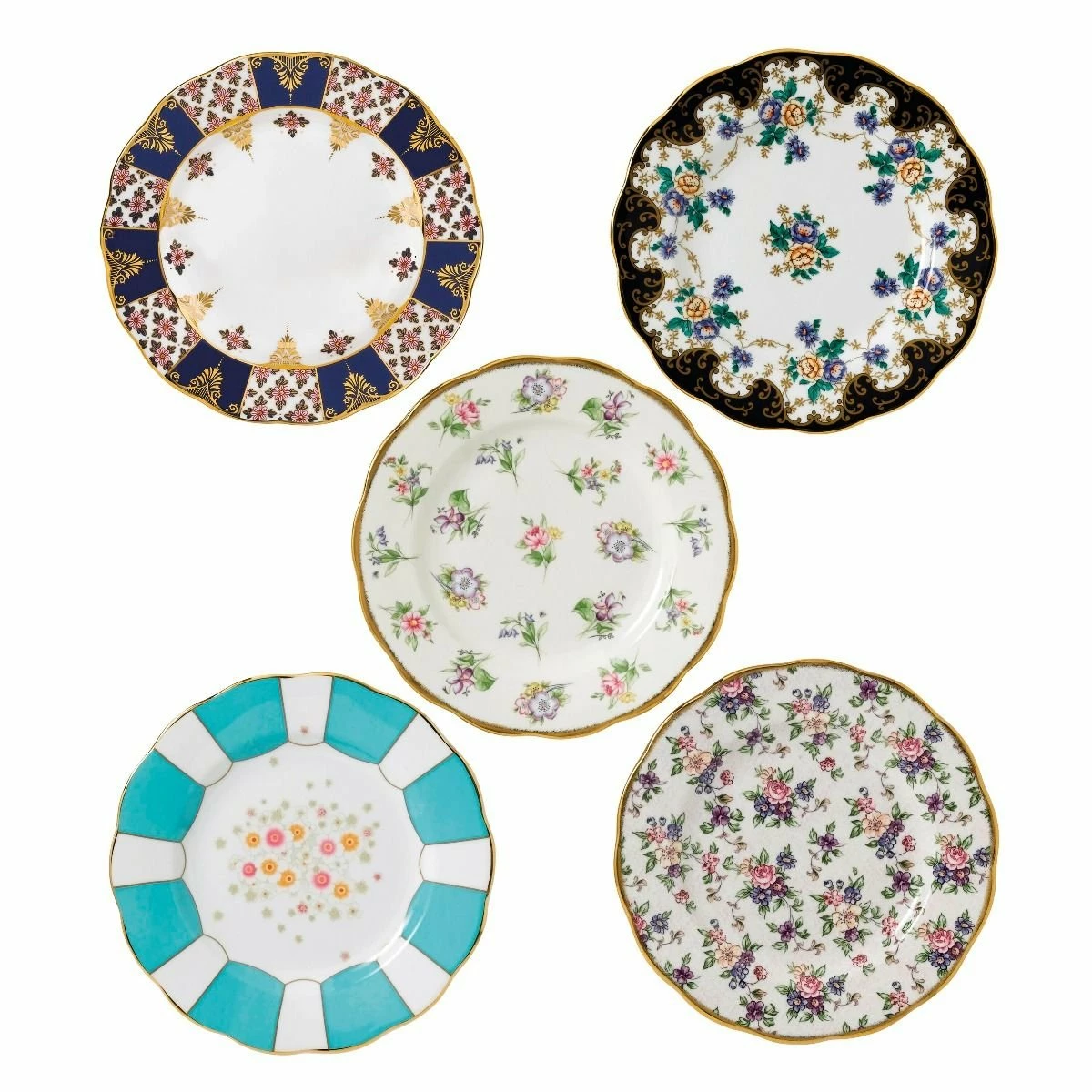Royal Albert 100 Years 1900-1940 8" Plate Set | 5-Piece 1 Royal Albert 100 Years 1900-1940 8" Plate Set | 5-Piece