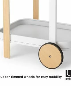 Umbra Bellwood Bar/Serving Cart | White-Natural -Cheap Dinnerware Store 1015392 668 bellwood bar cart wht nat co02
