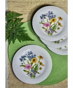 Bamboo Table 4-Piece Plate Gift Set | Wildflowers -Cheap Dinnerware Store 18634161 3