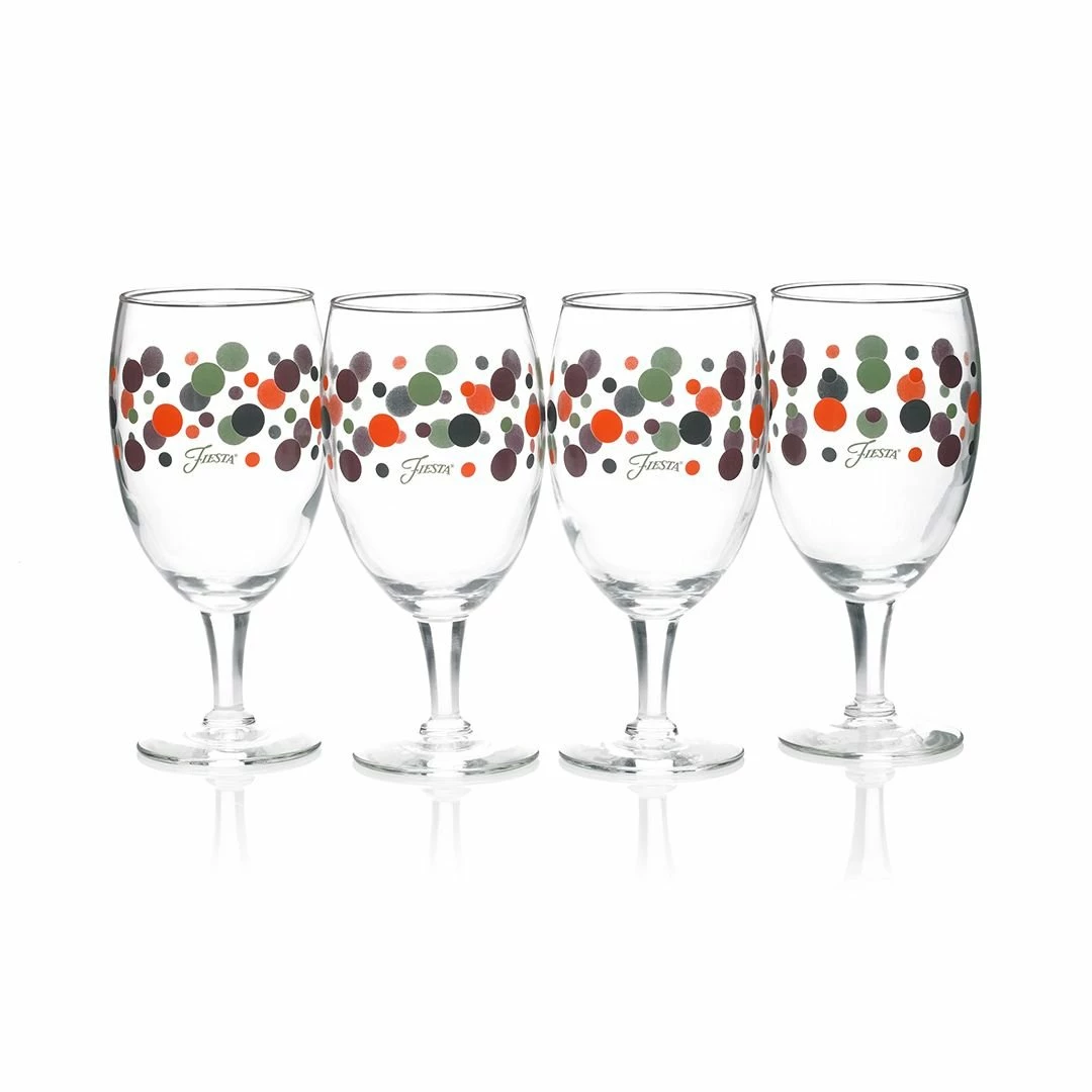 Fiesta® 16oz All Purpose Goblet Glassware (Set Of 4) | Slate Fiesta® Dots 1 Fiesta® 16oz All Purpose Goblet Glassware (Set Of 4) | Slate Fiesta® Dots