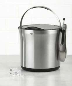 OXO SteeL Ice Bucket & Tong Set 7 OXO SteeL Ice Bucket & Tong Set -Cheap Dinnerware Store 3107300 5 steel ice bucket tong set