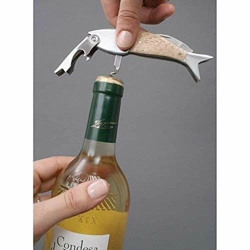 Kikkerland Corkscrew Bottle Opener | Fish 2 Kikkerland Corkscrew Bottle Opener | Fish - Image 2