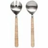 Danica Brands Danica Heirloom 2-Piece Salad Servers Set | Matte Steel & Rattan