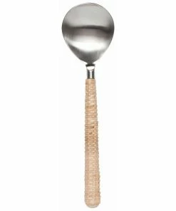 Danica Brands Danica Heirloom 2-Piece Salad Servers Set | Matte Steel & Rattan -Cheap Dinnerware Store 5213001 heirloom steel servers set2 matte rattan sup2