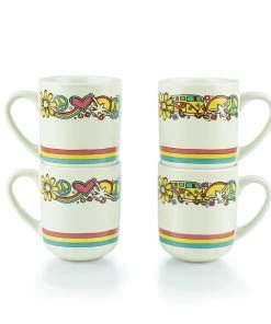 Everything Kitchens Modern Flat 15oz Mugs (Set Of 4) | Peace & Love