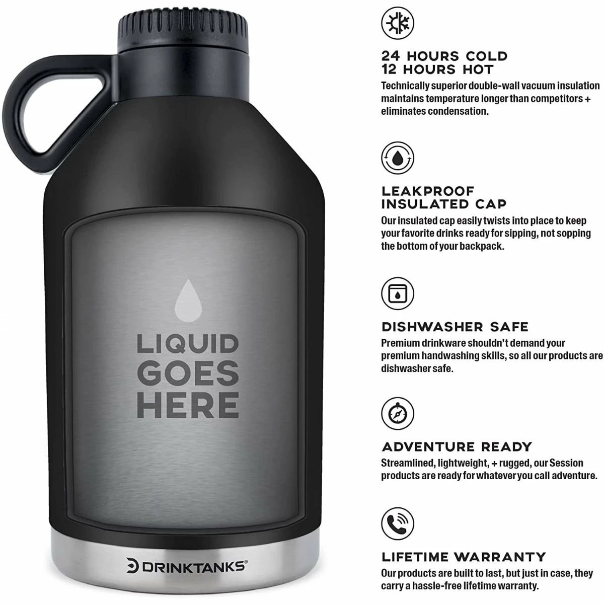 DrinkTanks 64oz Session Growler | Obsidian 2 DrinkTanks 64oz Session Growler | Obsidian - Image 2
