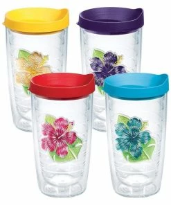 TervisĀ® 16oz Double-Walled Insulated Tumblers With Lids | Island Hibiscus - 4-pack