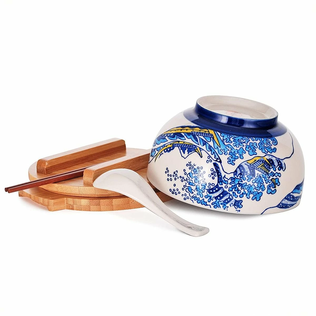 Fuji Merchandise 6.25" Bowl With Wooden Lid & Trivet Set | Hokusai 2 Fuji Merchandise 6.25" Bowl With Wooden Lid & Trivet Set | Hokusai - Image 2