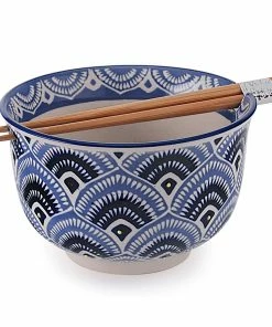 Fuji Merchandise 6" Noodle Bowl & Chopsticks | Blue Peacock