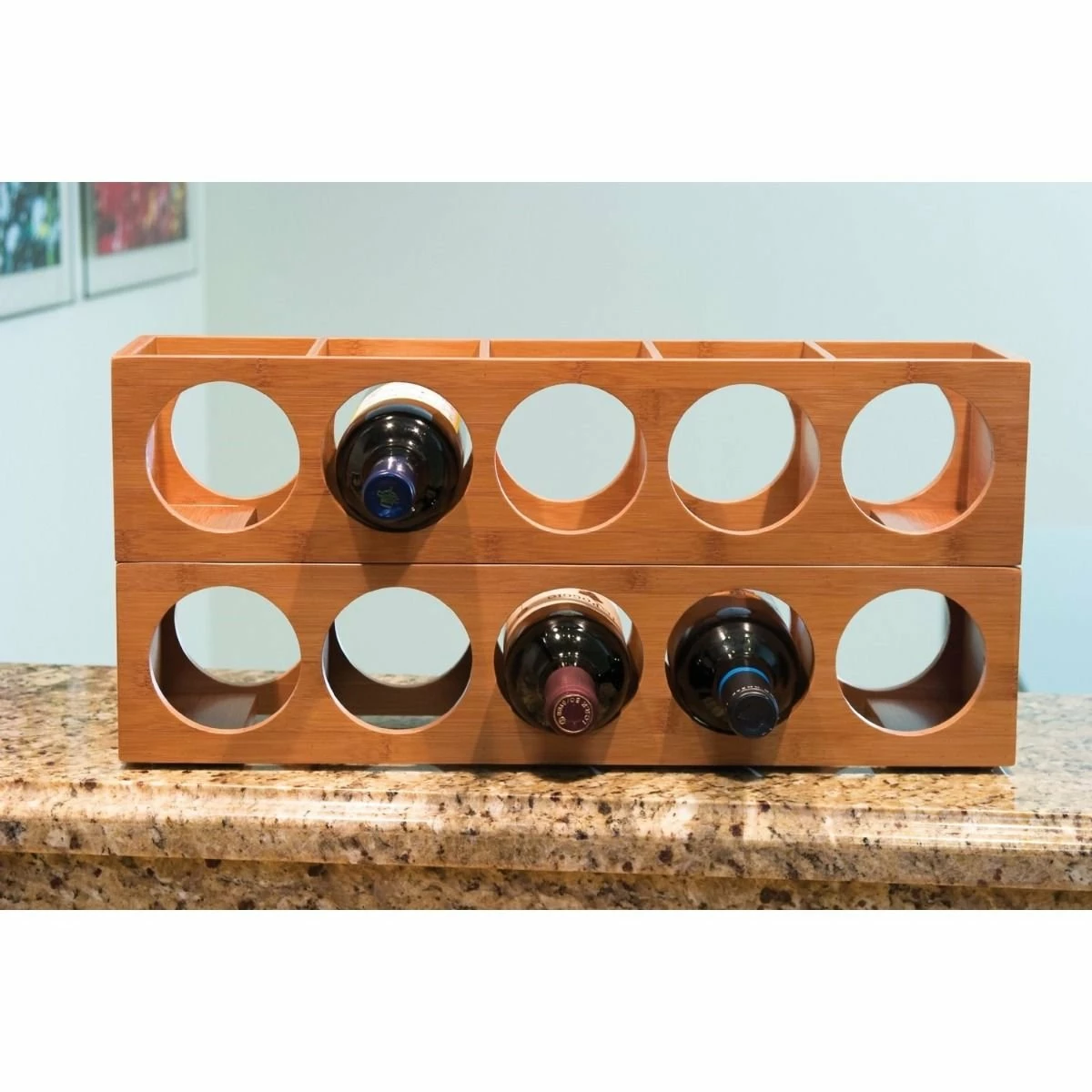 Lipper International Stacking 5-Bottle Wine Rack | Bamboo 4 Lipper International Stacking 5-Bottle Wine Rack | Bamboo - Image 4