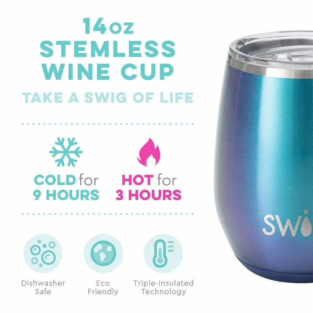 Swig Life™ 14oz Stemless Wine Cup | Shimmer Mermazing 2 Swig Life™ 14oz Stemless Wine Cup | Shimmer Mermazing - Image 2