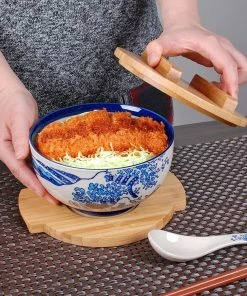 Fuji Merchandise 6.25" Bowl With Wooden Lid & Trivet Set | Hokusai 13 Fuji Merchandise 6.25" Bowl With Wooden Lid & Trivet Set | Hokusai -Cheap Dinnerware Store 91 nimizg3l. ac sl1500