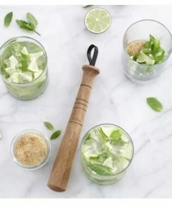 Trudeau Cocktail Muddler With Leather Strap | Acacia Wood -Cheap Dinnerware Store 971507 2