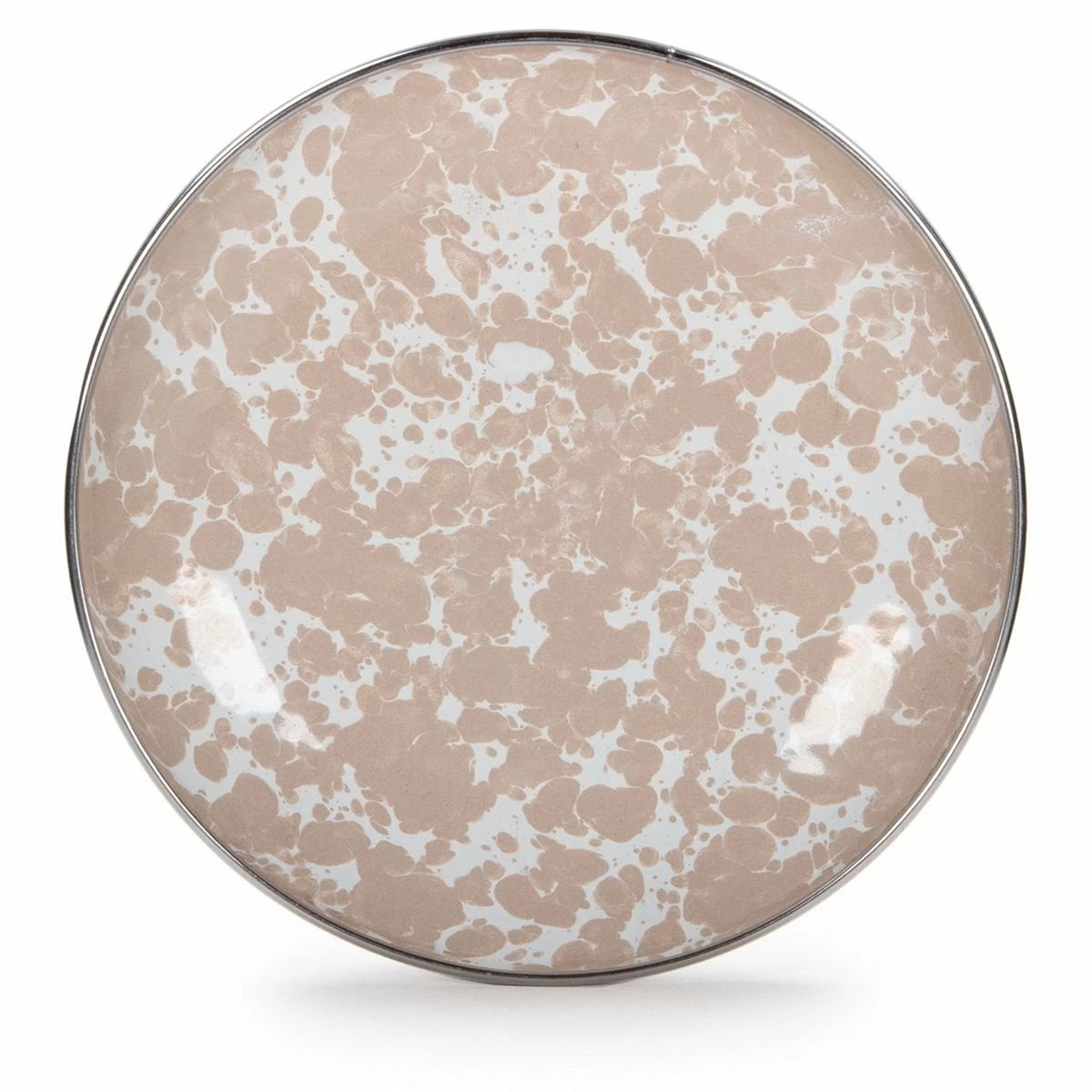 Golden Rabbit Enamelware 6" Appetizer Plates - Set Of 4 | Taupe Swirl 2 Golden Rabbit Enamelware 6" Appetizer Plates - Set Of 4 | Taupe Swirl - Image 2