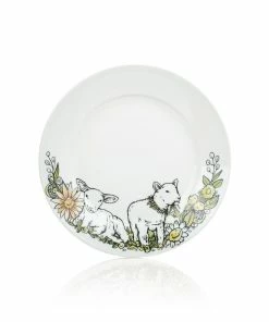 Everything Kitchens Barnyard Baby Animals 9" Side Plate | "Leaping Sheep" - Lamb