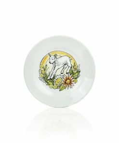 Everything Kitchens Barnyard Baby Animals 7.5" Side Plate | "Leaping Sheep" - Lamb