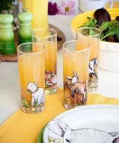 Everything Kitchens Barnyard Baby Animals Dinnerware & Serveware Collection -Cheap Dinnerware Store barnyard baby farm animals glass set lifestyle 2