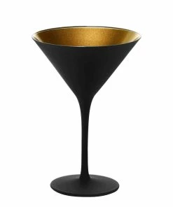 Stolzle 8oz Olympia Crystal Martini Glasses - Set Of 2 | Black & Gold