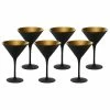 Stolzle 8oz Olympia Crystal Martini Glasses - Set Of 6 | Black & Gold