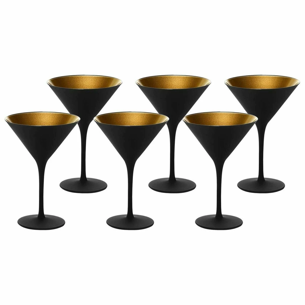 Stolzle 8oz Olympia Crystal Martini Glasses - Set Of 6 | Black & Gold 1 Stolzle 8oz Olympia Crystal Martini Glasses - Set Of 6 | Black & Gold