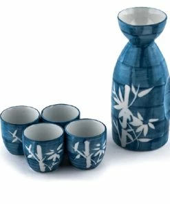 Fuji Merchandise 5-Piece Sake Set | Blue Bamboo