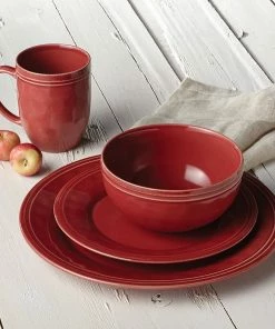 Rachael Ray Cucina Collection 16-Piece Dinnerware Set | Cranberry Red -Cheap Dinnerware Store crandin7