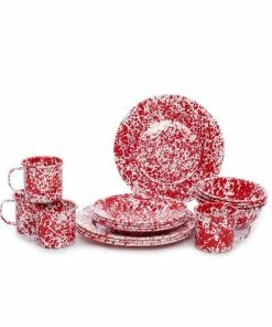 Crow Canyon Home Crow Canyon 16 Piece Enameled Dinnerware Set Red
