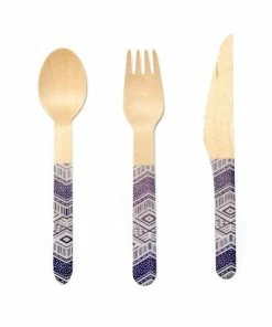 Kikkerland Wood Cutlery Set | Tribal