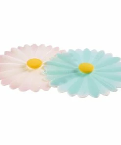 Charles Viancin Silicone Drink Covers | Daisy (Set Of 2 - Aqua & White)