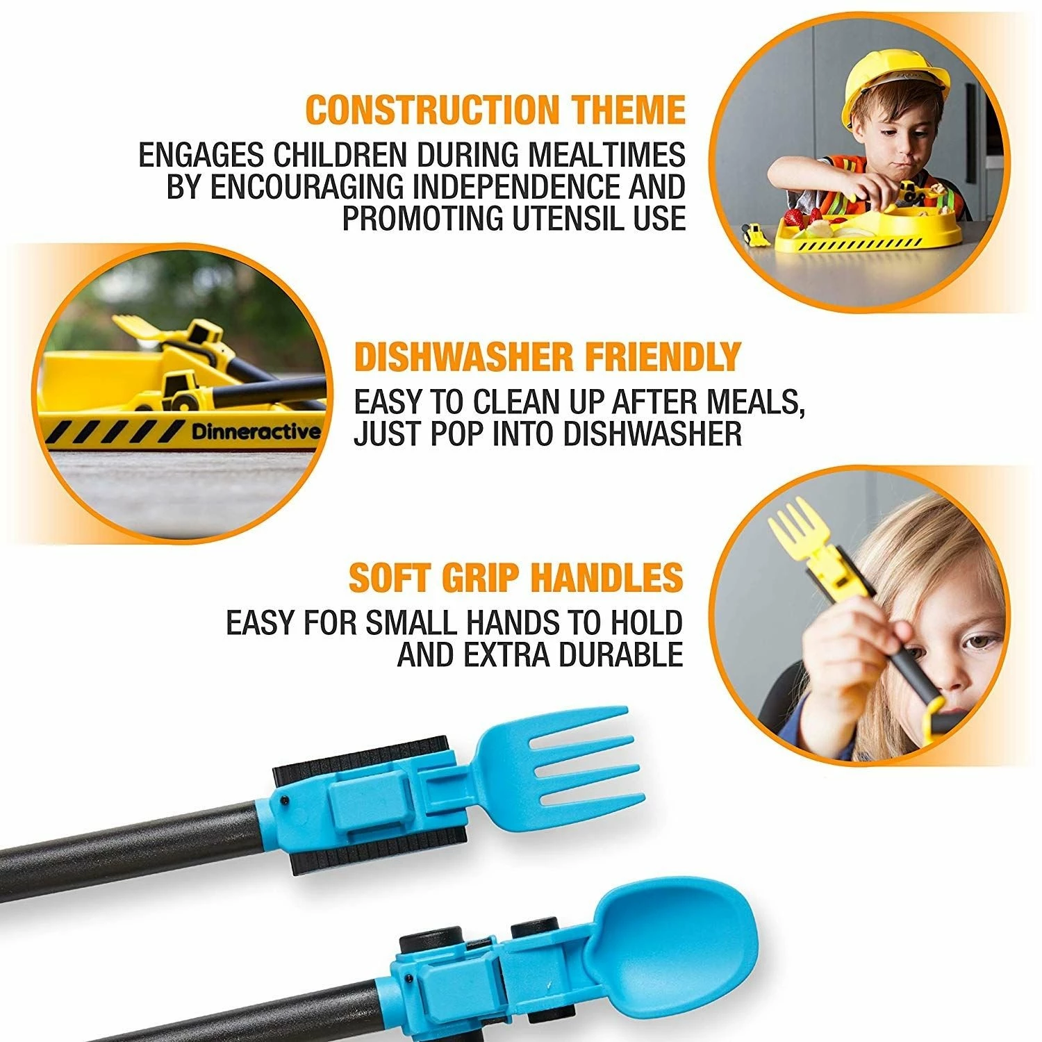 Masontops Dinneractive Construction Utensil Set Of 2 Blue 2 Masontops Dinneractive Construction Utensil Set Of 2 Blue - Image 2