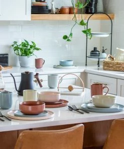 Everything Kitchens Modern Flat 12-Piece Dinner Plate Set | Brown, Beige & Terracotta -Cheap Dinnerware Store ek modern flat lifestyle squares 0005 ek modern flat lifestyle shoot 2386 1 24