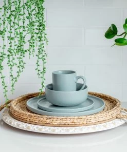 Everything Kitchens Modern Flat 8" Lunch Plates (Set Of 4) | Dusty Blue -Cheap Dinnerware Store ek modern flat lifestyle squares 0025 capture0014 3 2