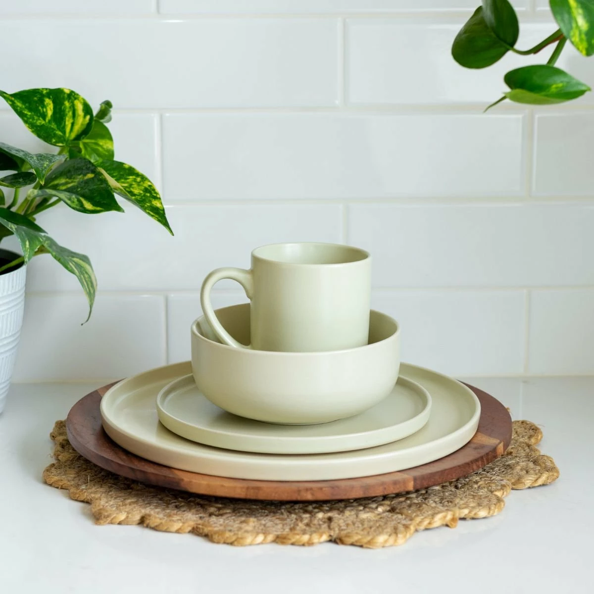 Everything Kitchens Modern Flat 11" Dinner/Charger Plates (Set Of 4) | Beige 3 Everything Kitchens Modern Flat 11" Dinner/Charger Plates (Set Of 4) | Beige - Image 3