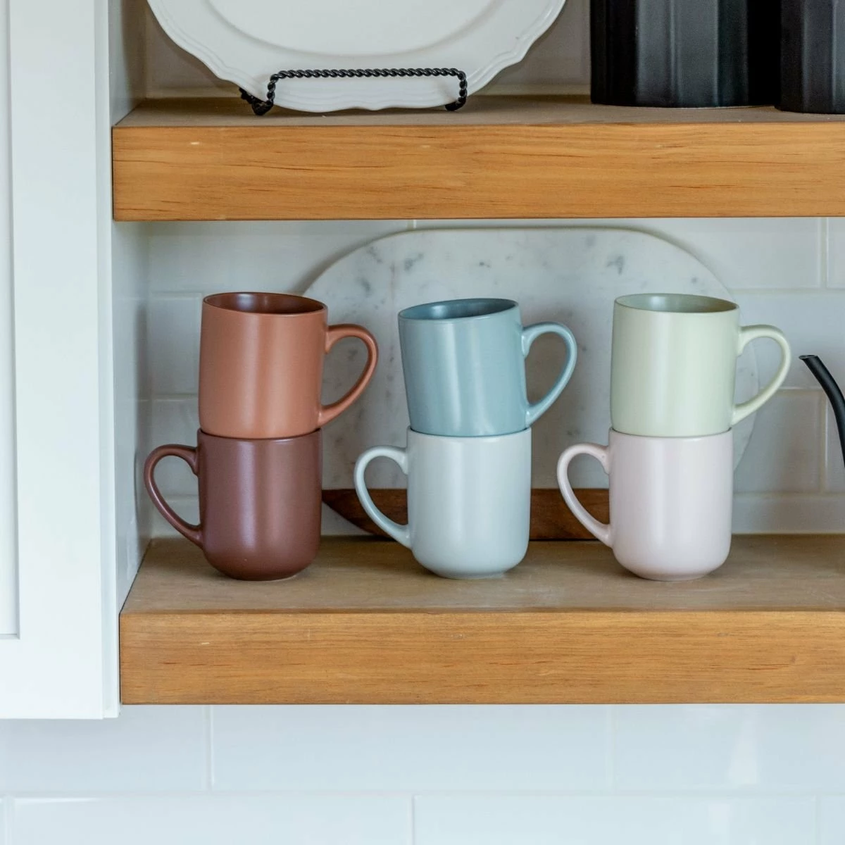 Everything Kitchens Modern Flat 8-Piece Mug Set | Stone Gray & Dusty Blue 5 Everything Kitchens Modern Flat 8-Piece Mug Set | Stone Gray & Dusty Blue - Image 5