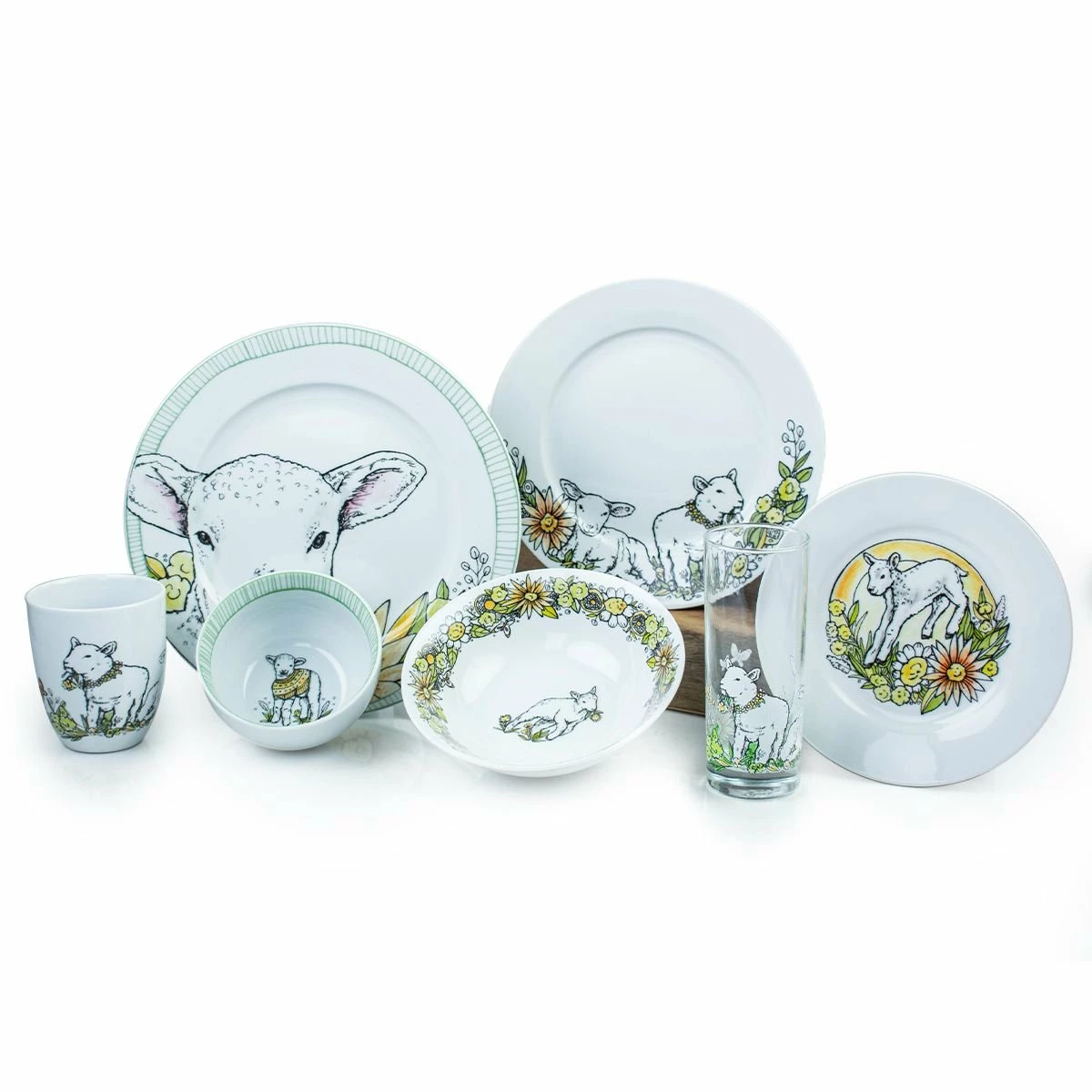Everything Kitchens Barnyard Baby Animals 28-Piece Dinnerware Set | "Leaping Sheep" - Lamb 1 Everything Kitchens Barnyard Baby Animals 28-Piece Dinnerware Set | "Leaping Sheep" - Lamb