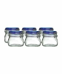Bormioli Rocco 0.5L Swing Top Fido Canning Jars - Blue Lid | 6-pack