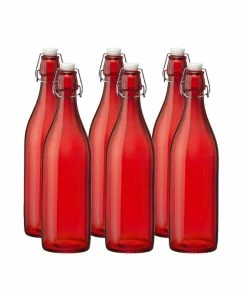 Bormioli Rocco 33.75oz Swing Top Giara Glass Bottles - Red | 6-pack