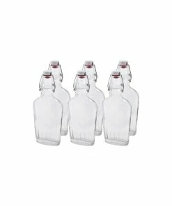 Bormioli Rocco 8.5oz Swing Top Glass Flasks | 6-pack