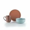 Everything Kitchens Modern Flat 12-Piece Breakfast Set | Terracotta, Dusty Blue, Brown
