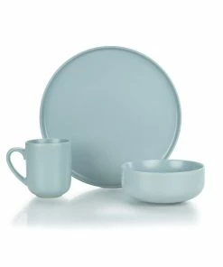 Everything Kitchens Modern Flat 12-Piece Dinnerware Set | Dusty Blue