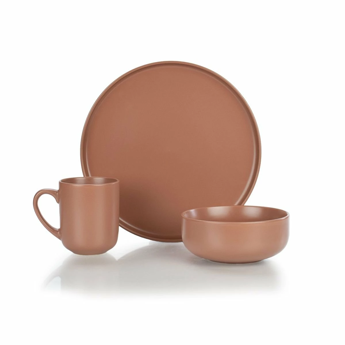 Everything Kitchens Modern Flat 12-Piece Dinnerware Set | Terracotta 1 Everything Kitchens Modern Flat 12-Piece Dinnerware Set | Terracotta