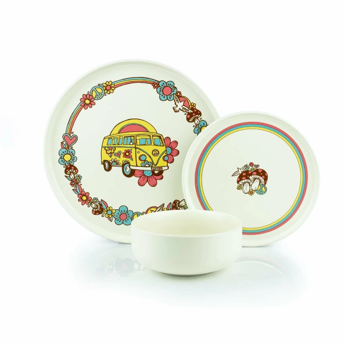 Everything Kitchens Modern Flat 12-Piece Dinnerware Set | Peace & Love 1 Everything Kitchens Modern Flat 12-Piece Dinnerware Set | Peace & Love