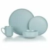 Everything Kitchens Modern Flat 16-Piece Dinnerware Set | Dusty Blue