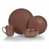 Everything Kitchens Modern Flat 16-Piece Dinnerware Set | Brown