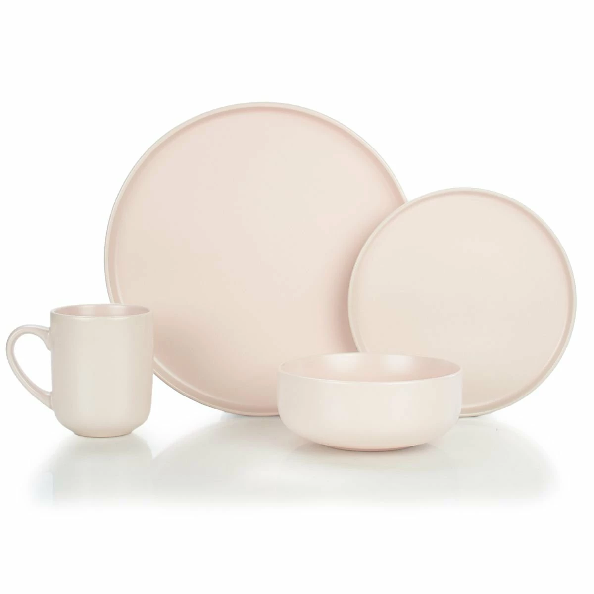 Everything Kitchens Modern Flat 16-Piece Dinnerware Set | Soft Pink 1 Everything Kitchens Modern Flat 16-Piece Dinnerware Set | Soft Pink