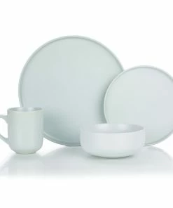 Everything Kitchens Modern Flat 16-Piece Dinnerware Set | Stone Gray