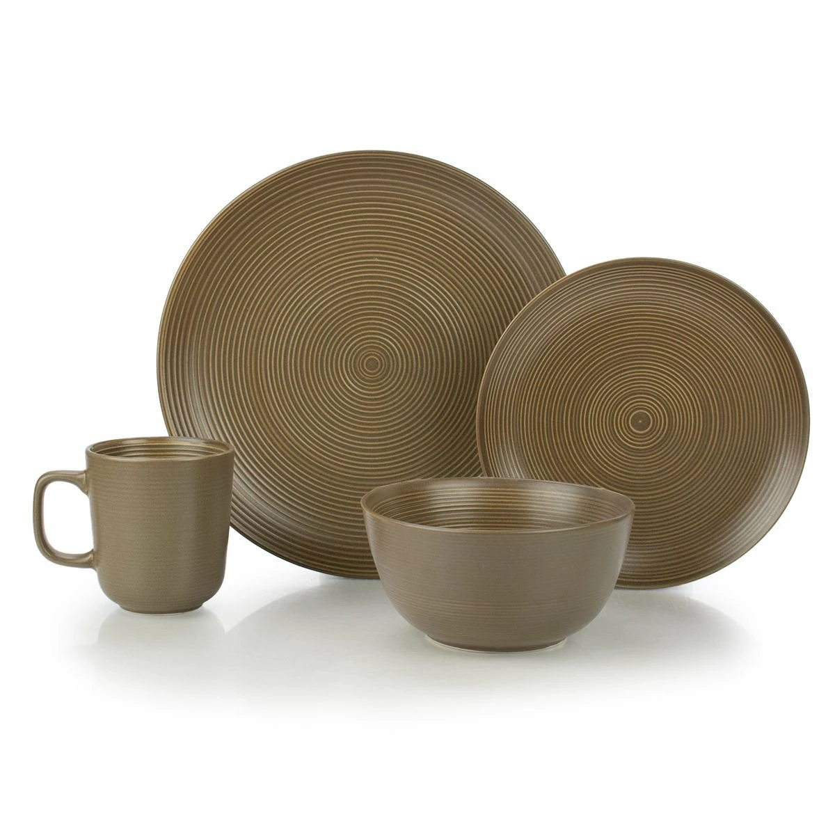 Everything Kitchens Modern Colorful Neutrals - Rippled 16-Piece Dinnerware Set - Matte | Mocha 1 Everything Kitchens Modern Colorful Neutrals - Rippled 16-Piece Dinnerware Set - Matte | Mocha