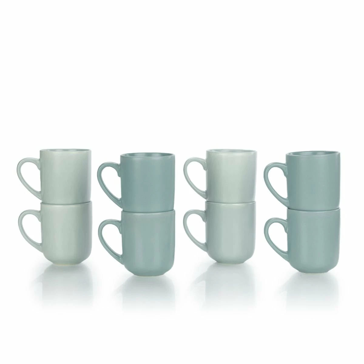 Everything Kitchens Modern Flat 8-Piece Mug Set | Stone Gray & Dusty Blue 1 Everything Kitchens Modern Flat 8-Piece Mug Set | Stone Gray & Dusty Blue
