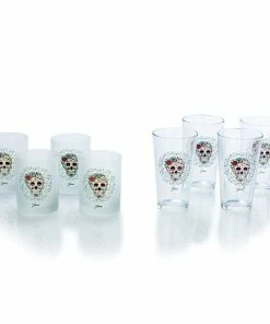 Fiesta® Drinkware Set For 8 | Sugar Skull And Vine (White)