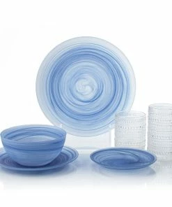 Fortessa La Jolla 24-Piece Dinnerware Set + Glasses | Ink Blue